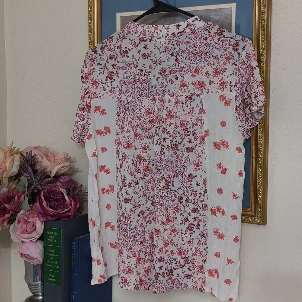 Bohemian Floral Print Top Size Large Cottagecore Feminine Western Casual - Picture 6 of 7